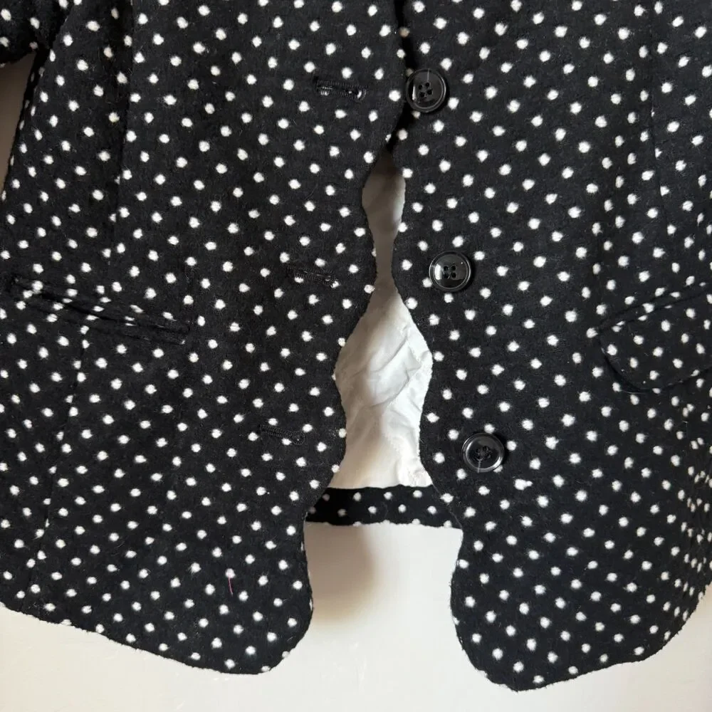 Cat & Jack Girls Black White Polka Dot Pea Coat Jacket Size 5T Quilted Lining